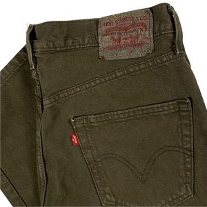 Levi’s 501 Jeans Denim Straight Leg Button Fly Olive Green Size 34 x 30